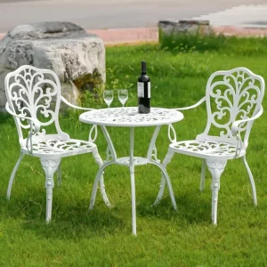 3-Piece White Bistro Sets For The Outdoors