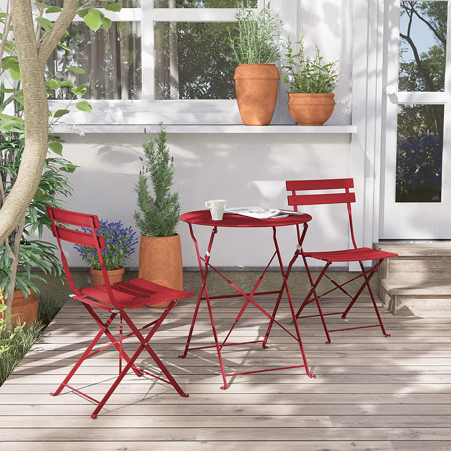 3 Piece Folding Metal Bistro Sets For The Outdoors 7804