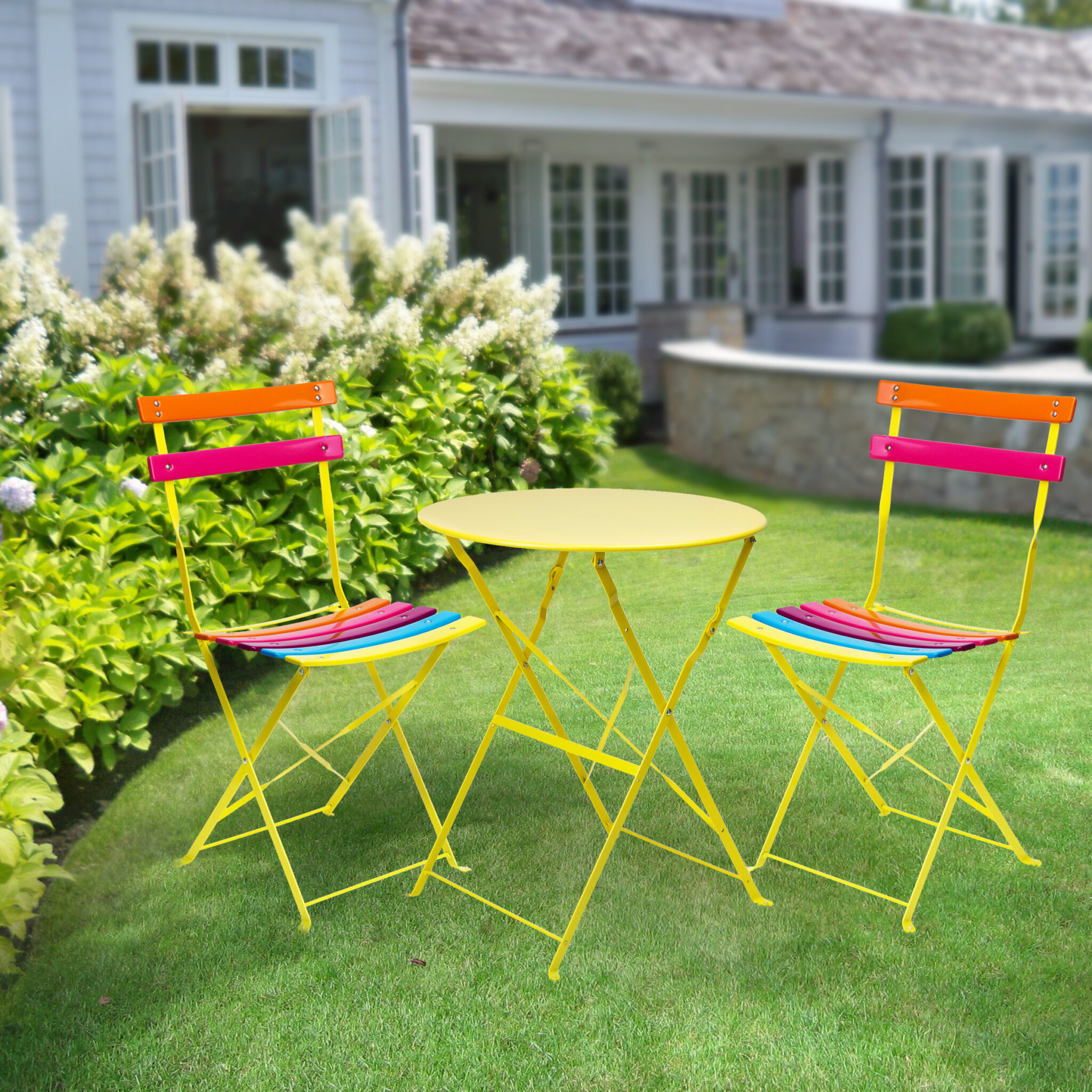 3Piece Folding Metal Bistro Sets For The Outdoors