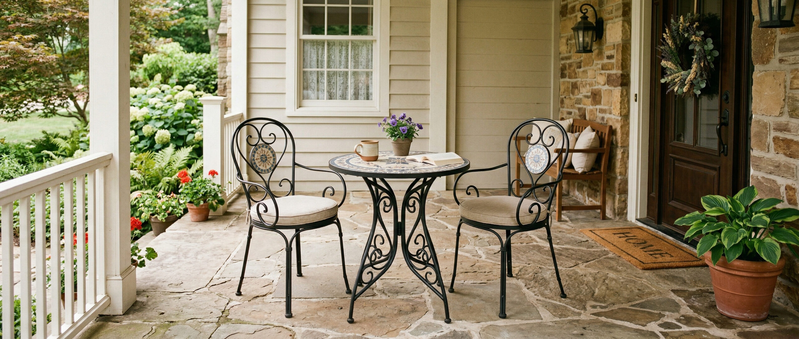 3 Piece Wrought Iron Outdoor Bistro Patio Sets